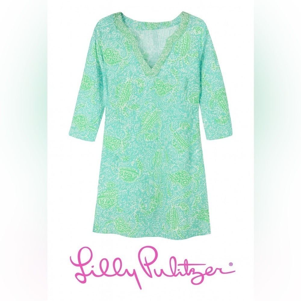 Lilly Pulitzer Courtney Get Crackin Crab Tunic Dress Small Beaded Rare $158